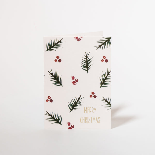 Weihnachtskarte mit Zweige- und Beeren-Motiv von Gmund Papiermanufaktur.