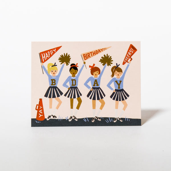 Geburtstagskarte Birthday Cheer mit Cheerleader-Tänzerinnen von Rifle Paper Co.