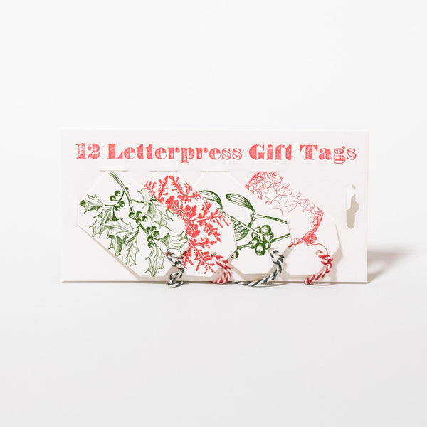 Letterpress Geschenkanhänger Christmas (12 Stück)