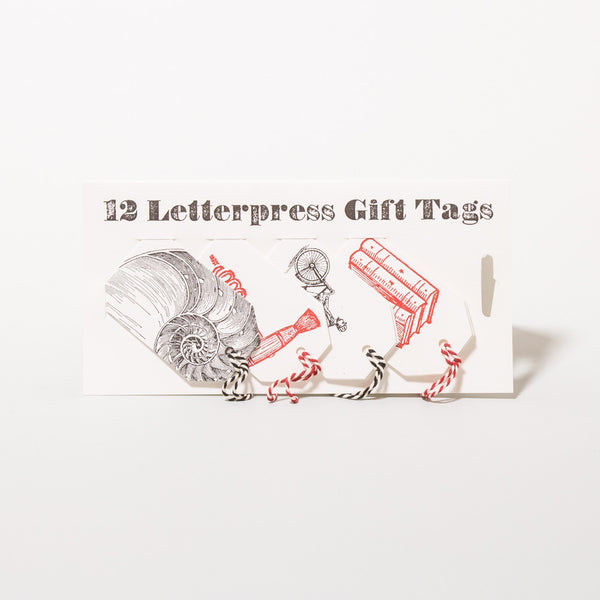 Letterpress Geschenkanhänger Gentlemen's (12 Stück)