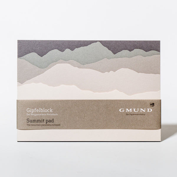 Notizblock Gipfelblock in verschiedenen Grau-Tönen von Gmund Papiermanufaktur.