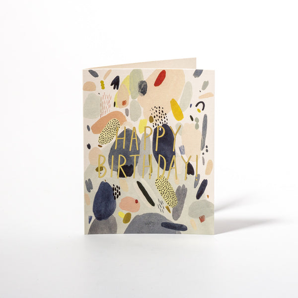 Geburtstagskarte Abstract Birthday mit verschiedenen Formen in blassen Farben von Red Cap Cards.