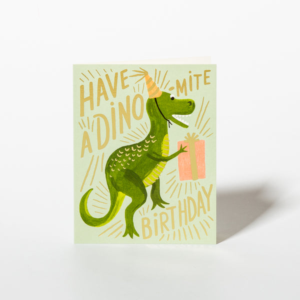 Geburtstagskarte Dino-mite Birthday mit Dinosaurier-Motiv von Rifle paper Co.