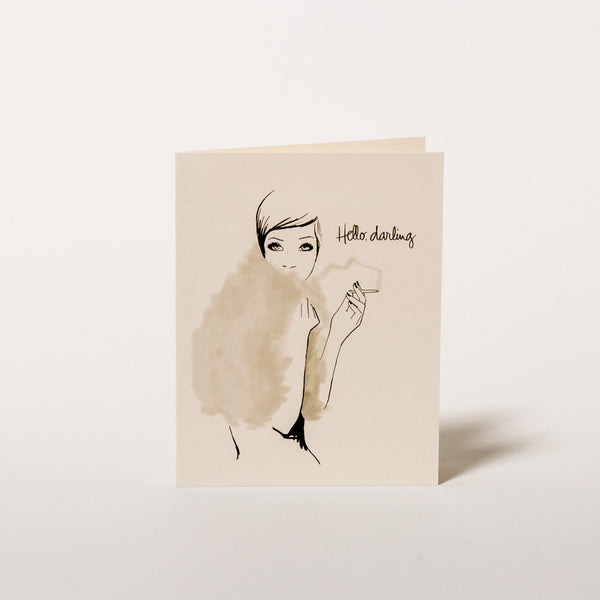 Grußkarte "Hello, Darling" mit Motiv der französischen Bloggerin Garance Doré für Rifle Paper Co. 