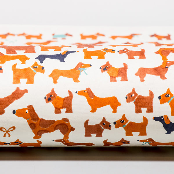 Geschenkpapier Hunde, handgeschöpft aus recycelter Baumwolle und im Siebdruckverfahren bedruckt, von Salon Elfi.