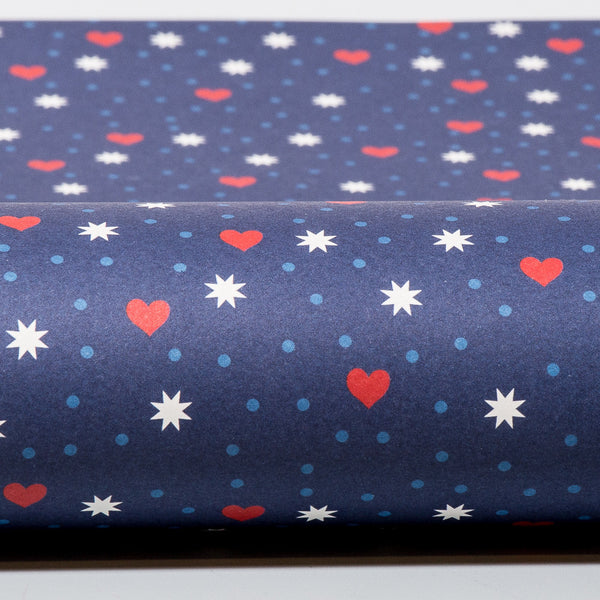 Herzchen Punkte Sterne Geschenkpapier